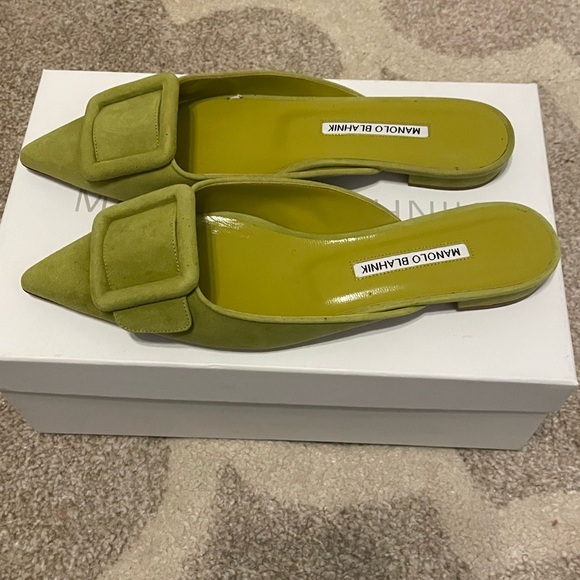 Manolo Blahnik Maysaleflat Suede Mules size 37 - Picture 4 of 6